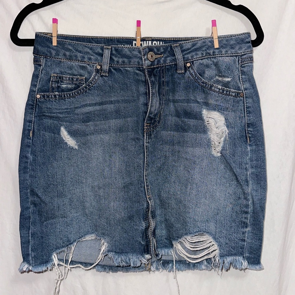 Rewash Frayed Denim Mini Skirt Size 5/27
